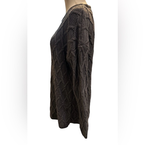 Pure Jill Sweater Women’s Medium Brown Wool Blend Cable Fisherman Knit Pullover. - Picture 5 of 10